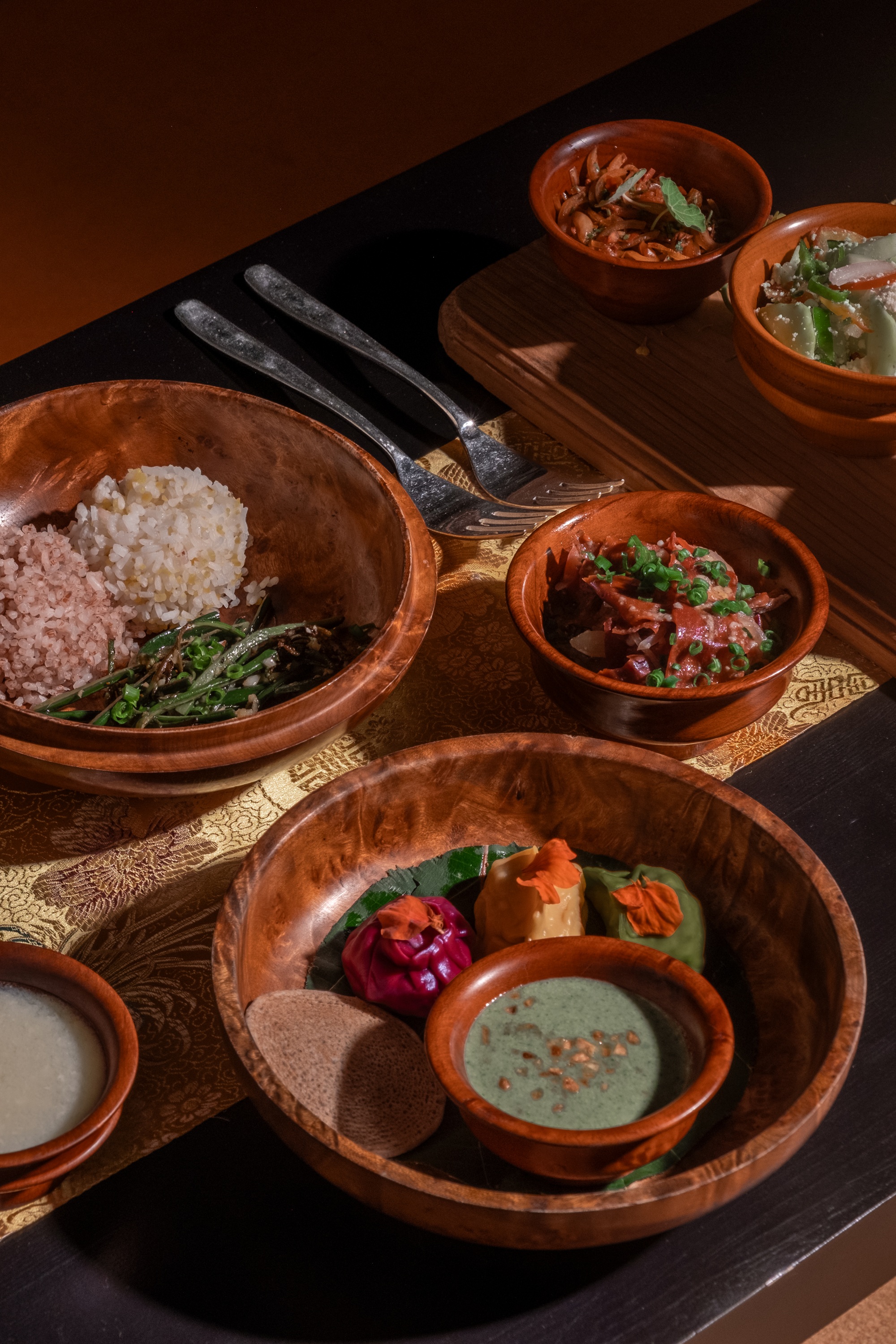 Bhutanese dining selection at Pemako Punakha