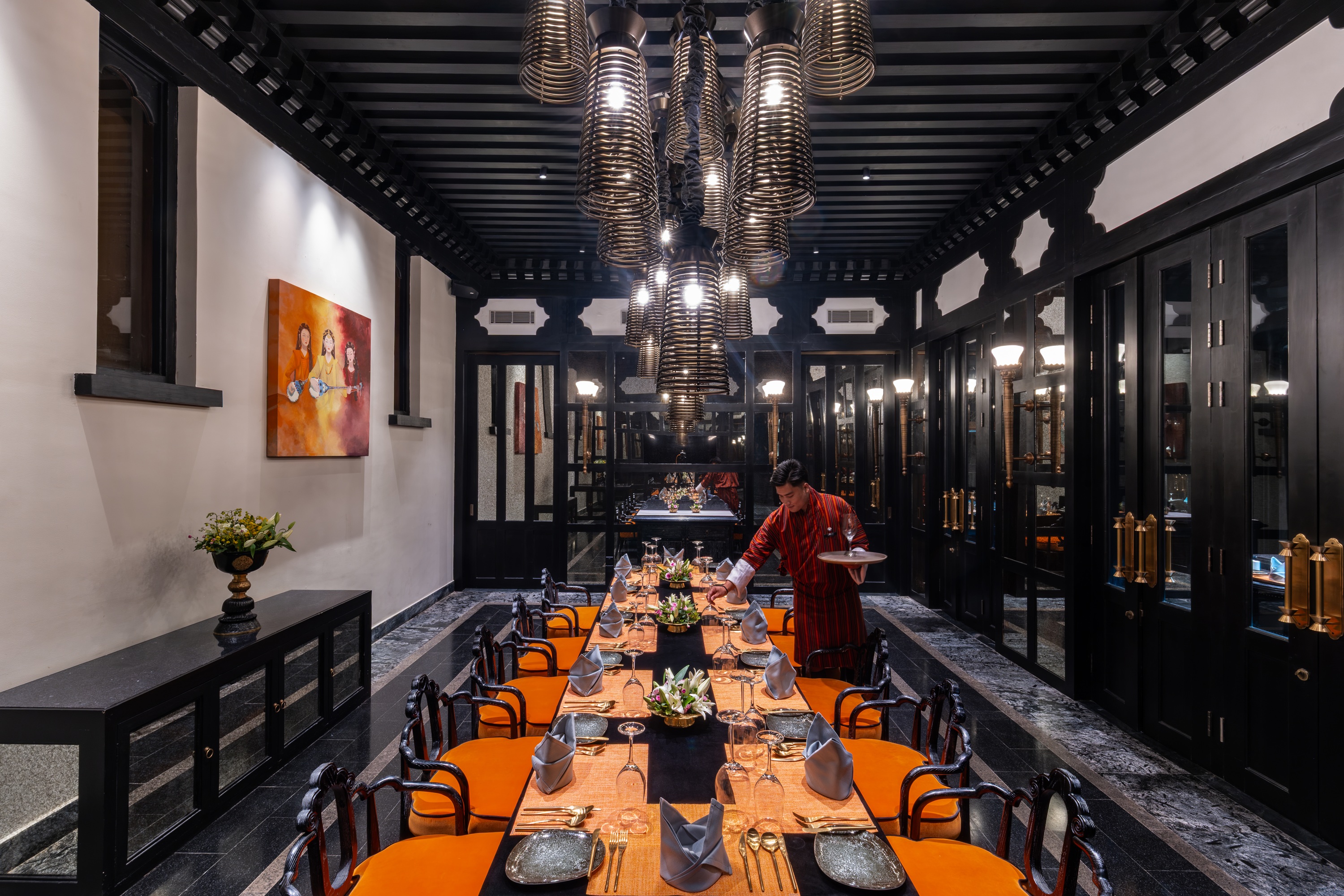 Restaurant table setting at Pemako Punakha