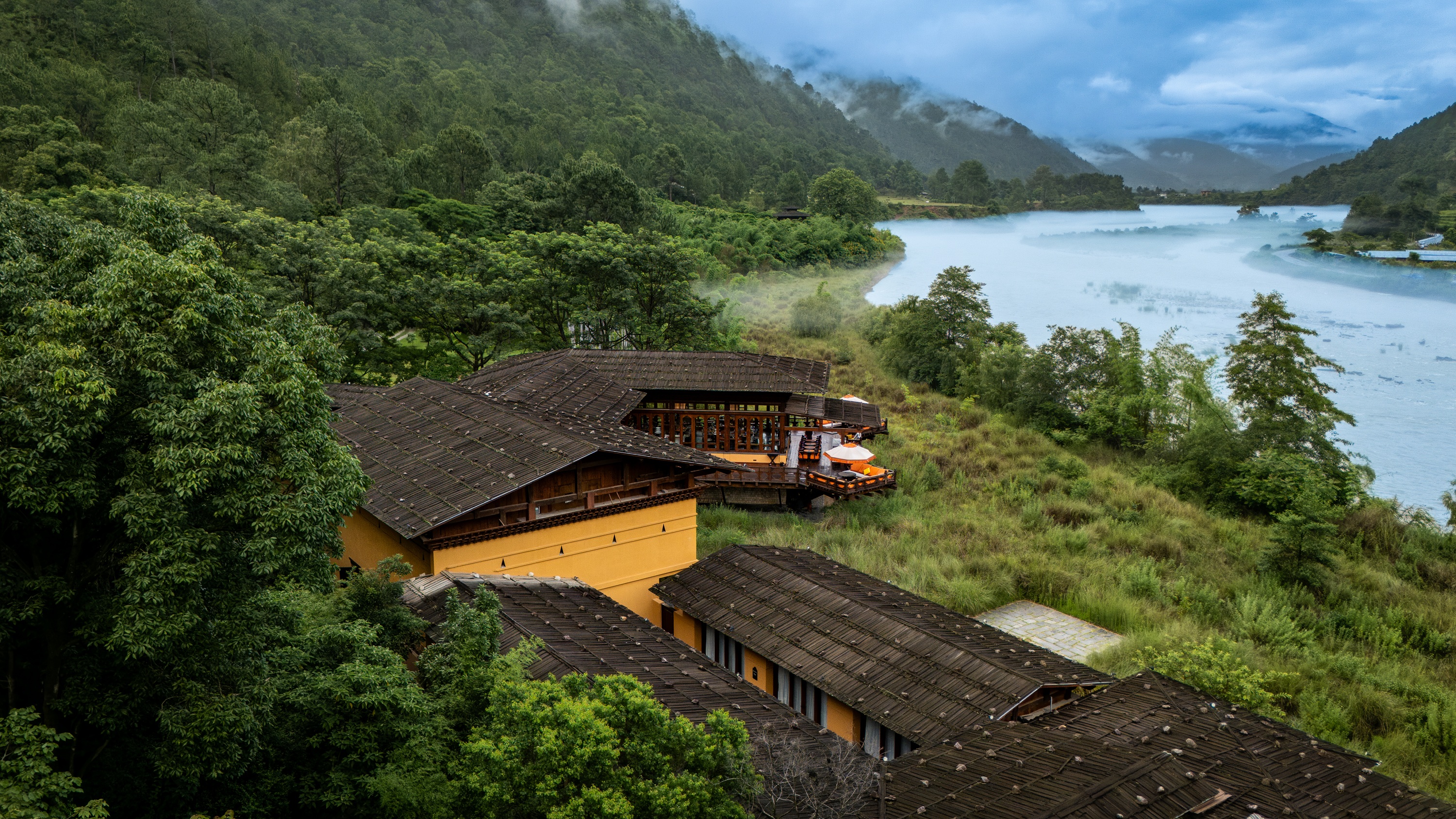 Resort and river landscape at Pemako Punakha