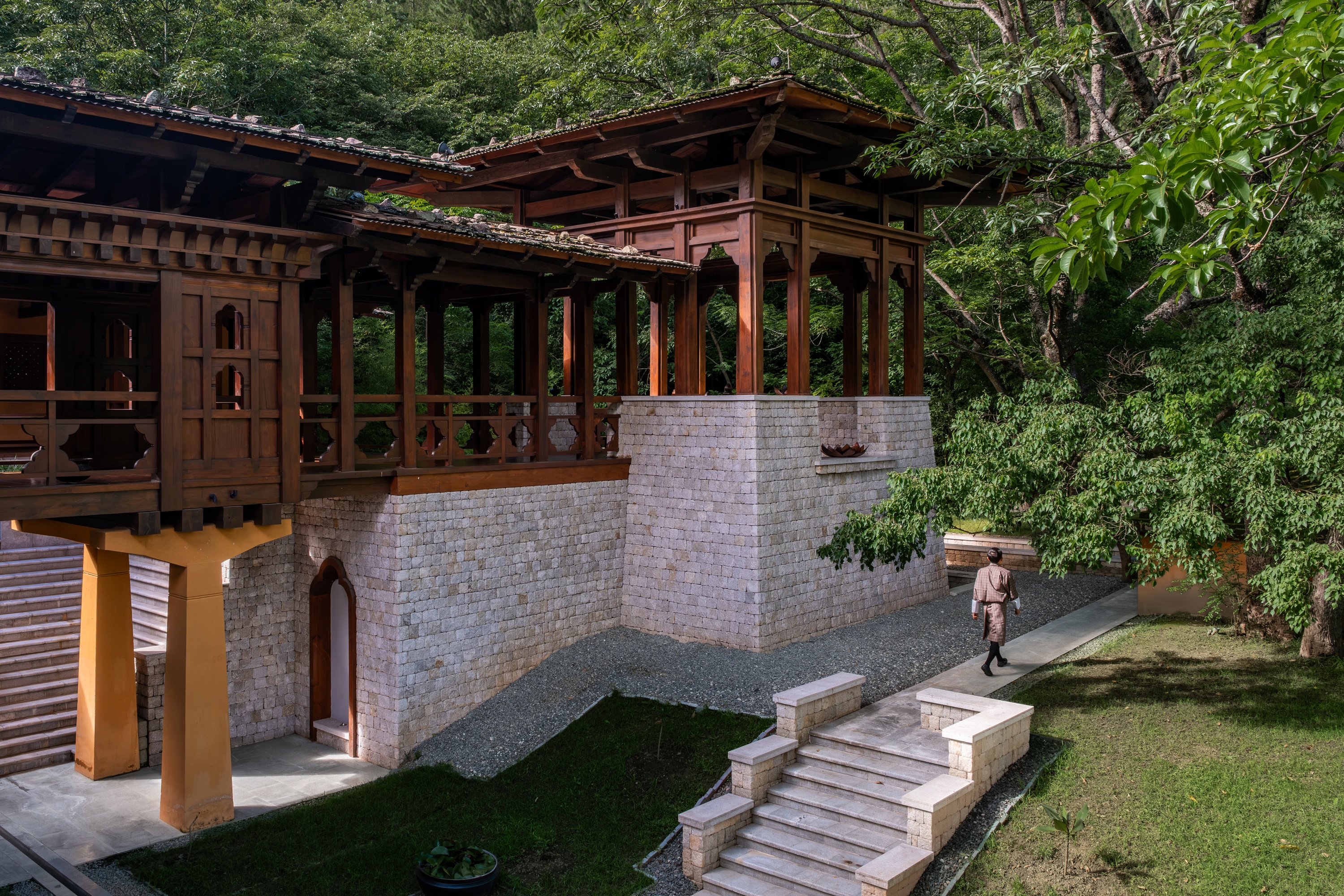 Traditional building in the garden at Pemako Punakha