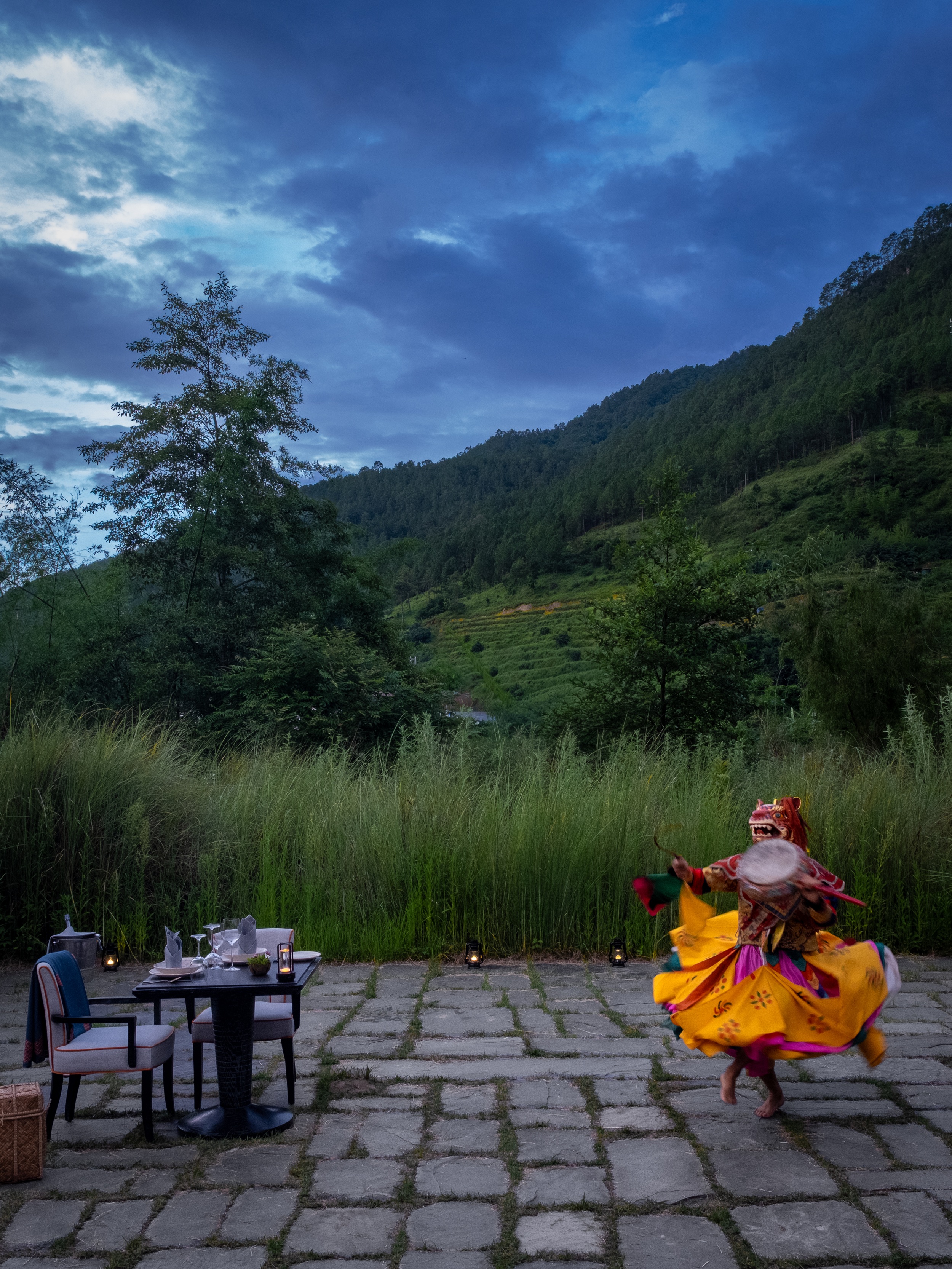 Traditional masked dancer at Pemako Punakha