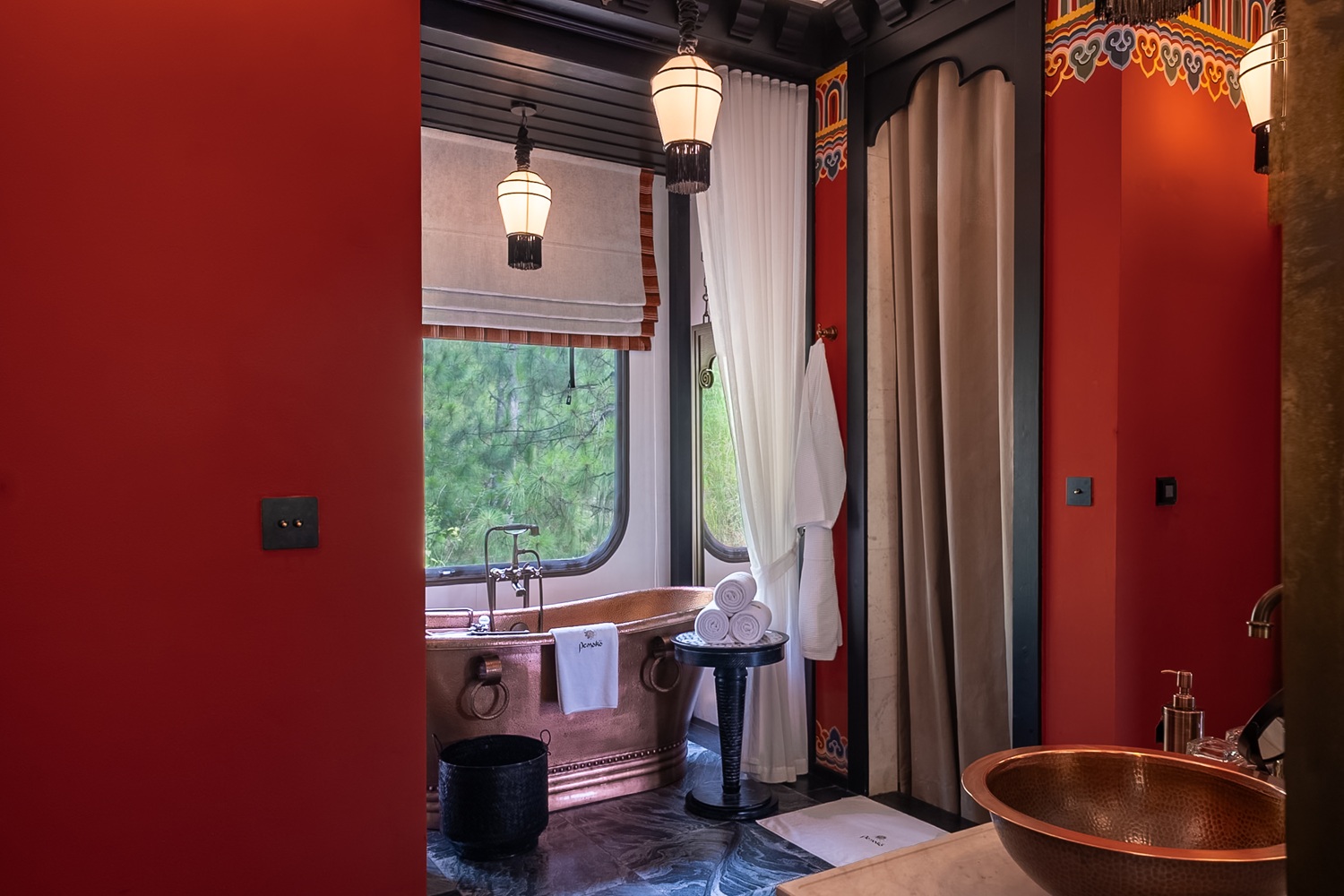 Villa bathroom entrance at Pemako Punakha